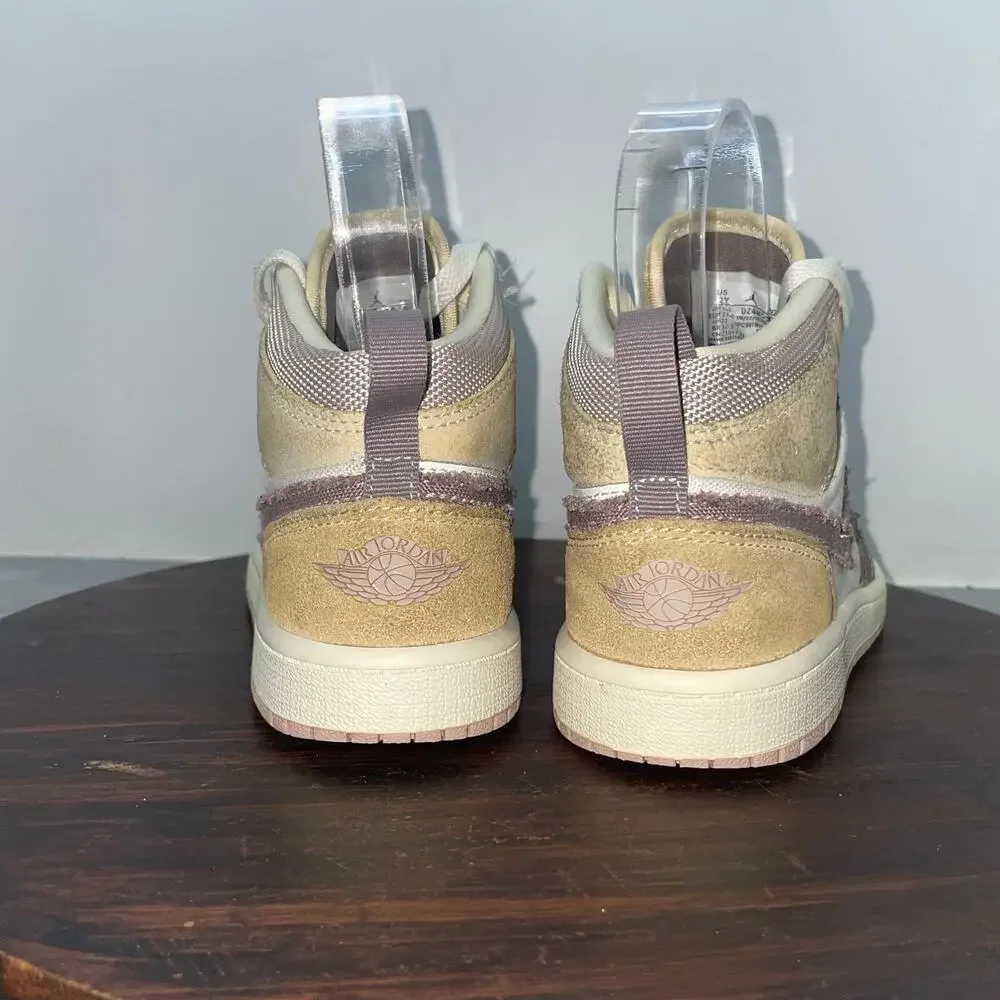 Nike Air Jordan 1 Mid SE Craft PS Kids Size 2Y Inside Out Taupe Shoes DZ4468-102